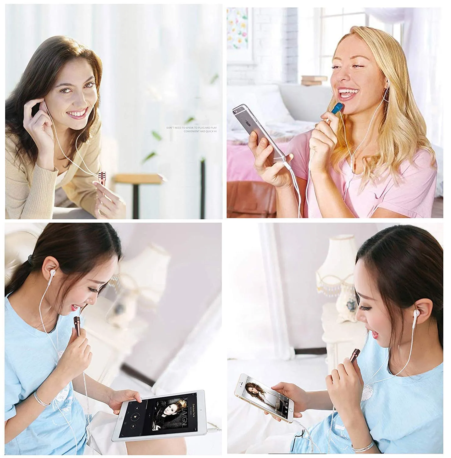 Mini Condenser Microphone Stereo Noise Cancelling Mic with Earphone for Voice Recording,Chatting Compatible for All Smartphones,All Tablets