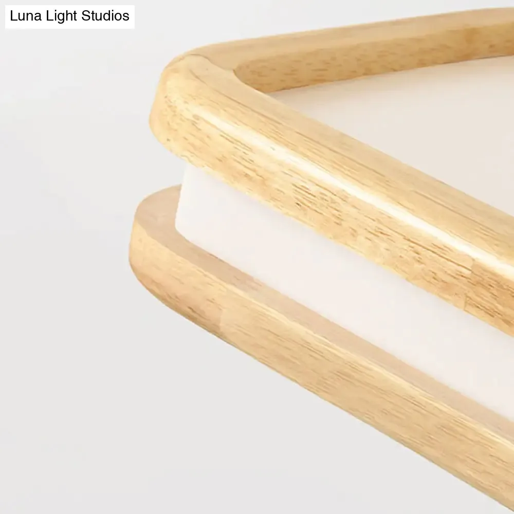 Minimalist LED Wood Rectangular Hanging Island Lamp - Acrylic Ceiling Suspension for Dinners
