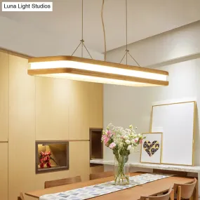 Minimalist LED Wood Rectangular Hanging Island Lamp - Acrylic Ceiling Suspension for Dinners