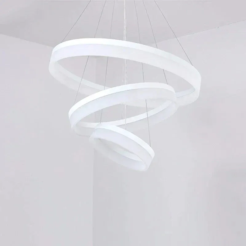 Modern LED Pendant Lights Fixtures For Living Dining Room Decor Rings Suspension Bedroom Lustre Circle Hanging Lamp With Remote