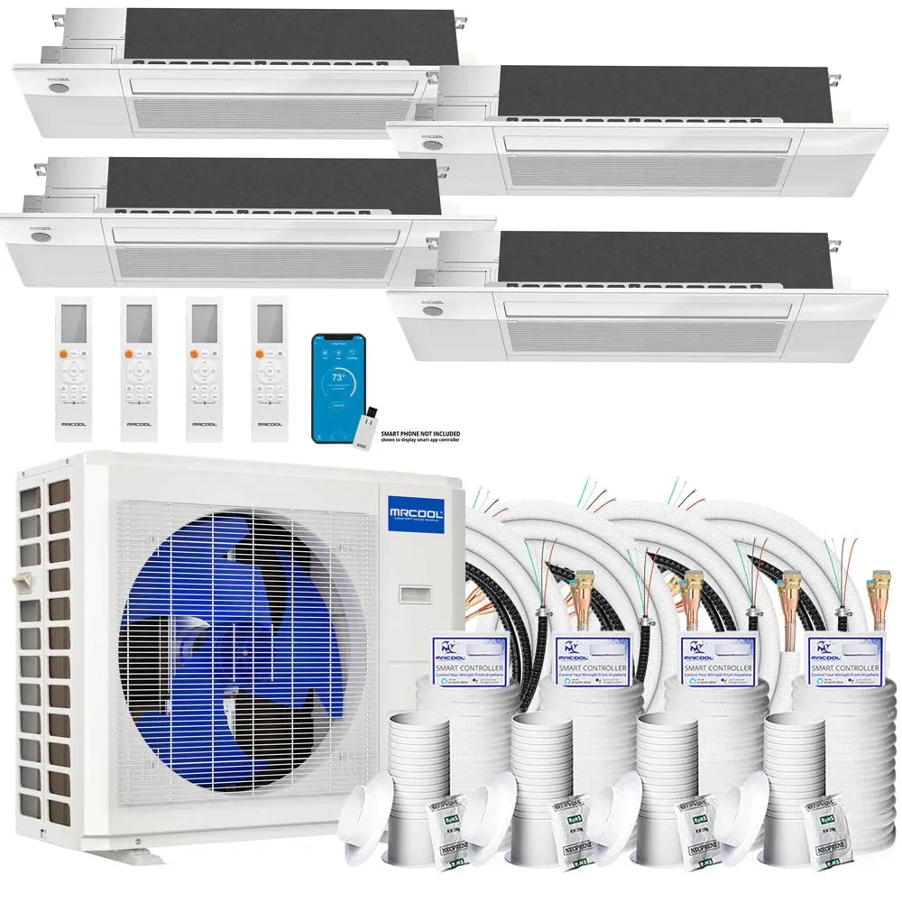 MRCOOL DIY 4th Gen 4-Zone 36,000 BTU 22 SEER (9K   9K   9K   9K) Ductless Mini Split AC and Heat Pump with Ceiling Cassettes