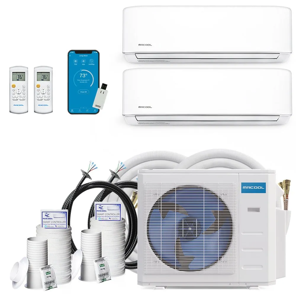 MRCOOL DIY 4th Gen Multi-Zone 2-Zone 18,000 BTU 21 SEER (9K   9K) Ductless Mini-Split Air Conditioner and Heat Pump
