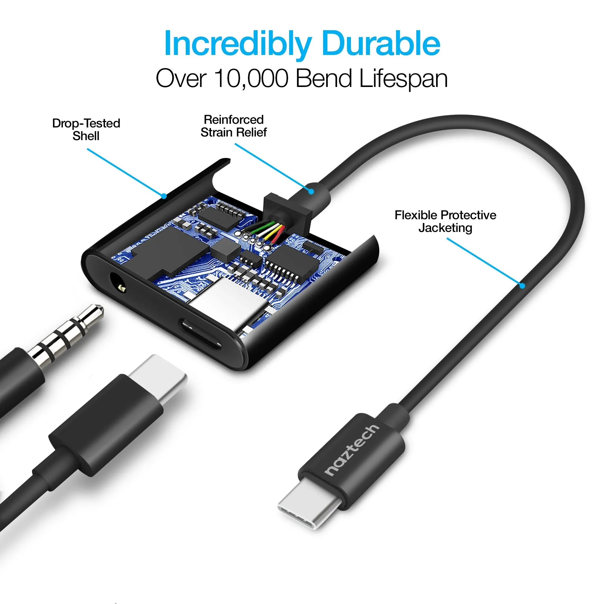 Naztech USB-C & 3.5mm Audio   Charge Adapter (15163-HYP)