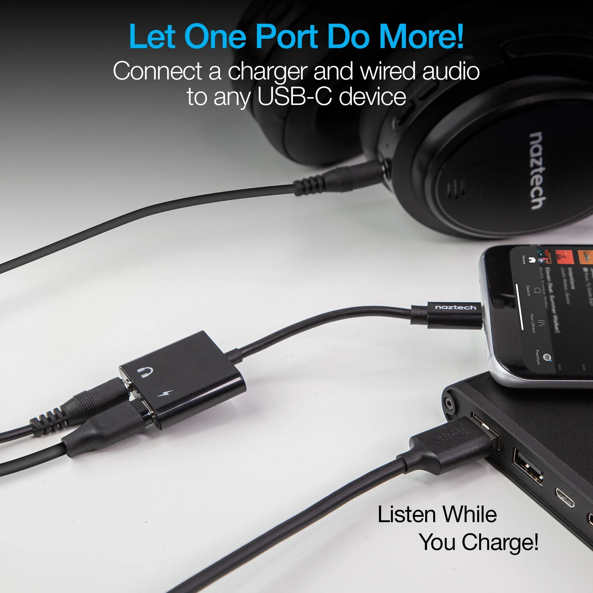 Naztech USB-C & 3.5mm Audio   Charge Adapter (15163-HYP)