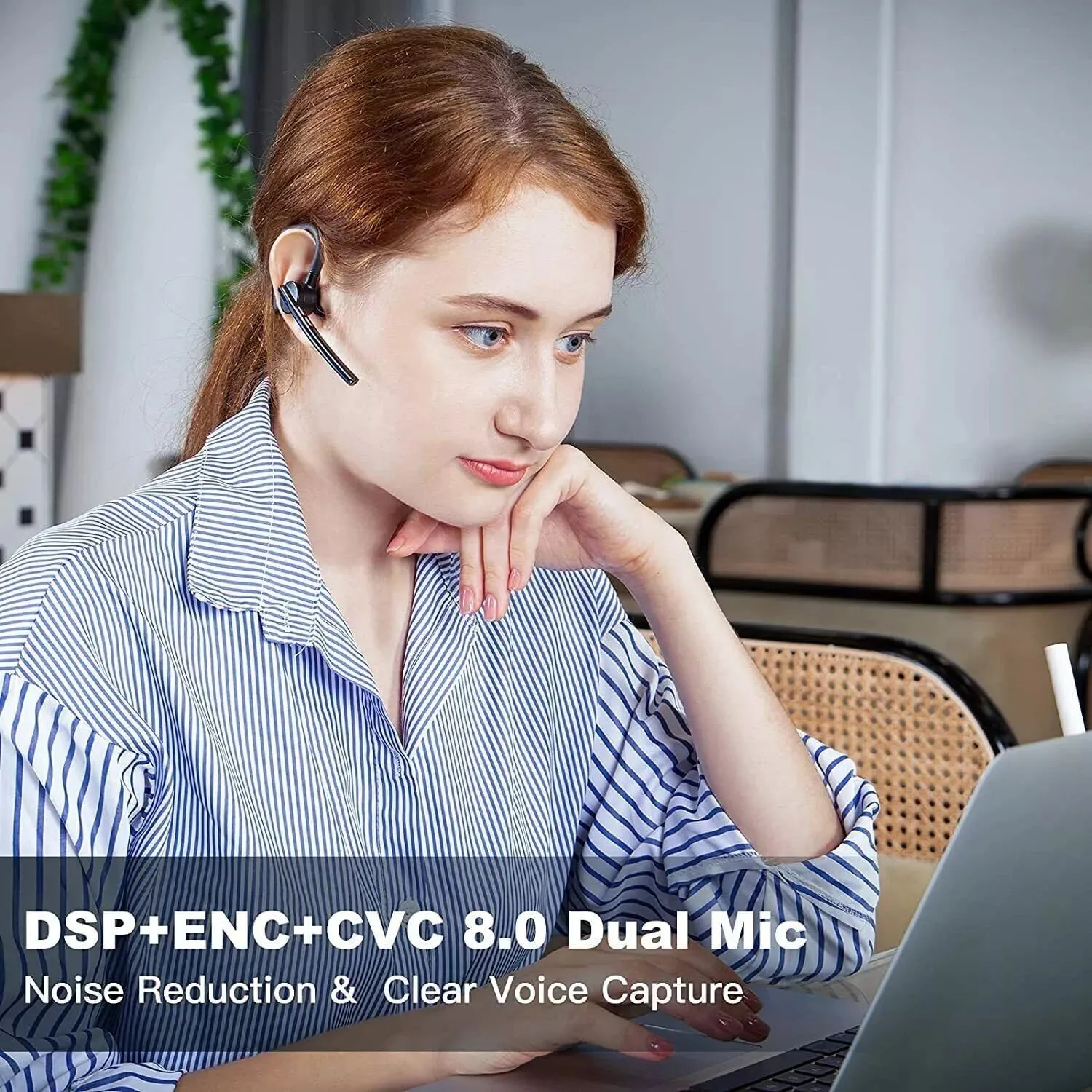 New Bee Bluetooth Headset with Dual Microphone & CVC 8.0
