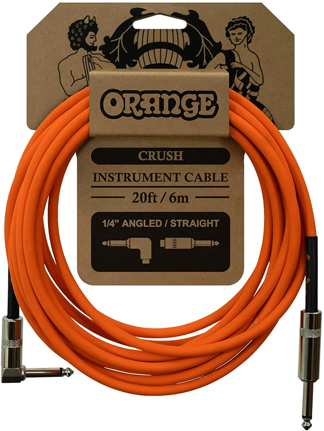 Orange Music Crush 20 Metre Instrument Cable Angled to Straight