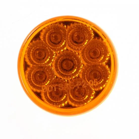 Partsam 2Pcs 2 Inch Round Truck Trailer Led Side Marker Clearance Light Amber 9 Diodes with Reflectors Sealed Waterproof 12V 2 Inch Round LED Side Fender Panel Lights with Grommets and Wire Pigtail