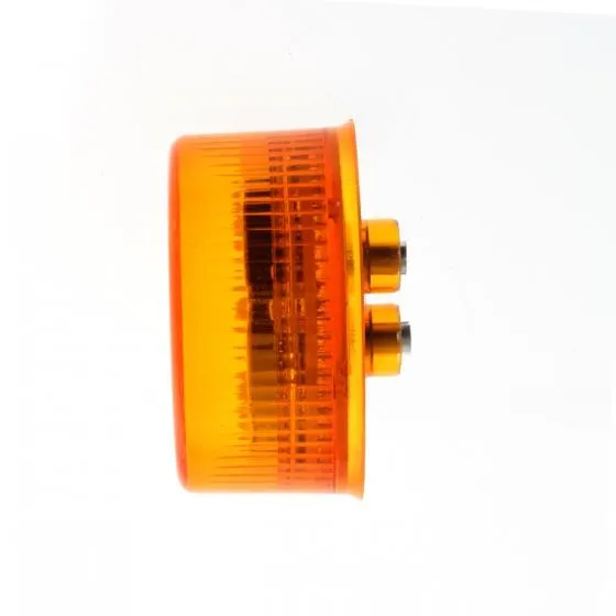 Partsam 2Pcs 2 Inch Round Truck Trailer Led Side Marker Clearance Light Amber 9 Diodes with Reflectors Sealed Waterproof 12V 2 Inch Round LED Side Fender Panel Lights with Grommets and Wire Pigtail