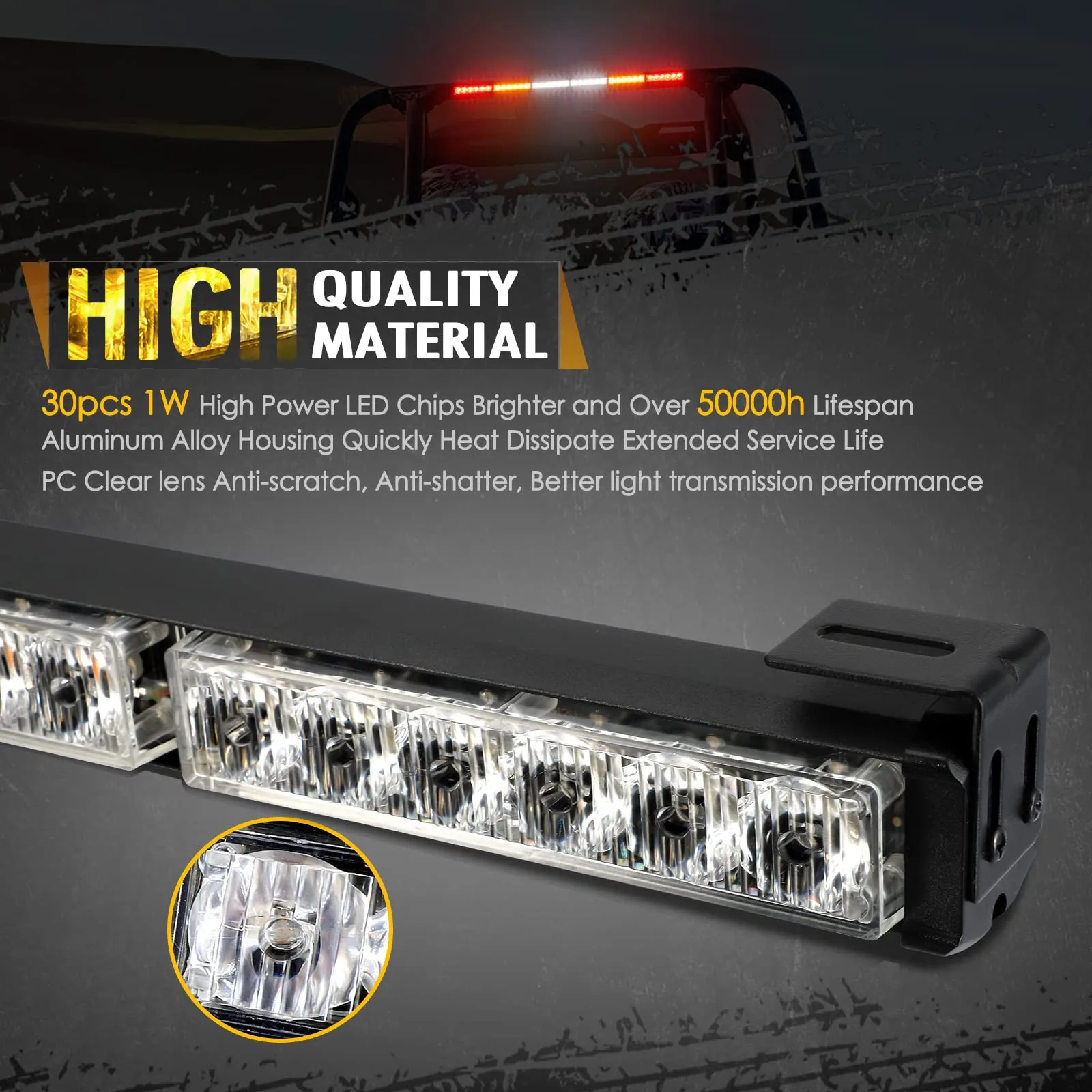 Partsam 36" Chase Strobe Light Bar for UTV, ATV, RZR, Polaris