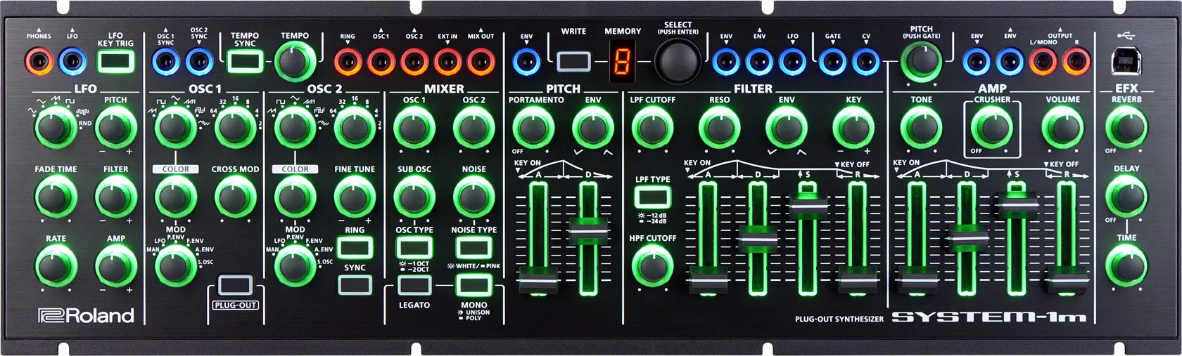 Roland System-1m Semi-Modular Synthesizer With PLUG-OUT Capability