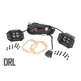 Rough Country 2 Inch Black Series LED Light Pods Flush Mount - Amber DRL | Universal
