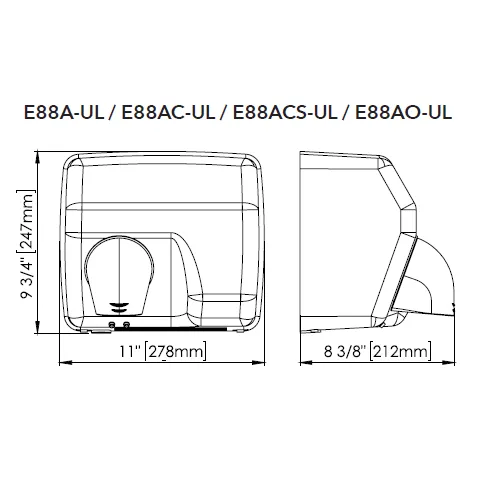 Saniflow® E88AC-UL AUTOMATIC Hand Dryer - Steel Cover with Bright (Polished) Finish