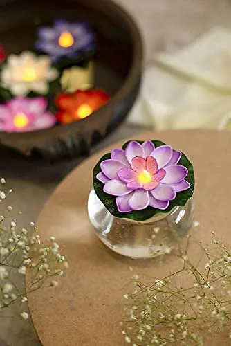 SMARTCAM 4 Pcs Sensor Water Floating Diyas Smokeless Flameless Candles Lotus Flowers Led Tea Light Candle for Pool, Pond, Glass Water Bowl,Diwali Decoration, Home Decor Items (Multi)