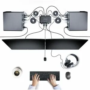 StarTech.com C2-DD46-UA2-CBL-KVM KVM Switchbox - 2 Computer(s) - 1 Local User(s) - 4K - 3840 x 2160 - 4 x USB - 6 x DisplayPort
