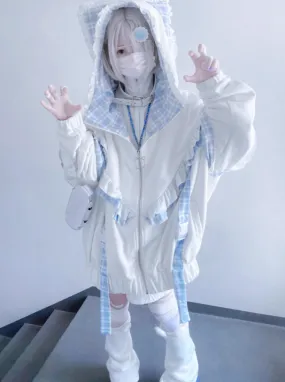 Subculture Check Cat Hoodie Hooded Over Ear