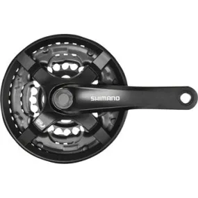 Tourney FC-TY501 Crankset - 175mm 6/7/8-Speed 42/34/24t Riveted Square Taper JIS Spindle Interface BLK