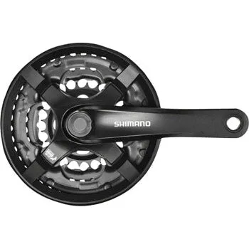Tourney FC-TY501 Crankset - 175mm 6/7/8-Speed 42/34/24t Riveted Square Taper JIS Spindle Interface BLK