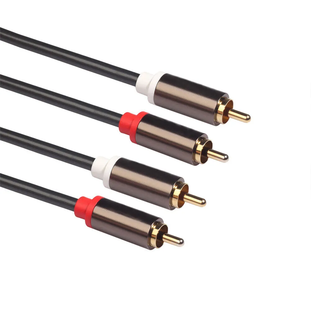 U 2-4 Plated 2-RCA to 2-RCA Male L/R Stereo Audio Coaxial Cable Cord Plug Patch