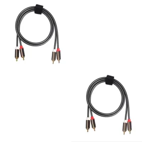 U 2-4 Plated 2-RCA to 2-RCA Male L/R Stereo Audio Coaxial Cable Cord Plug Patch