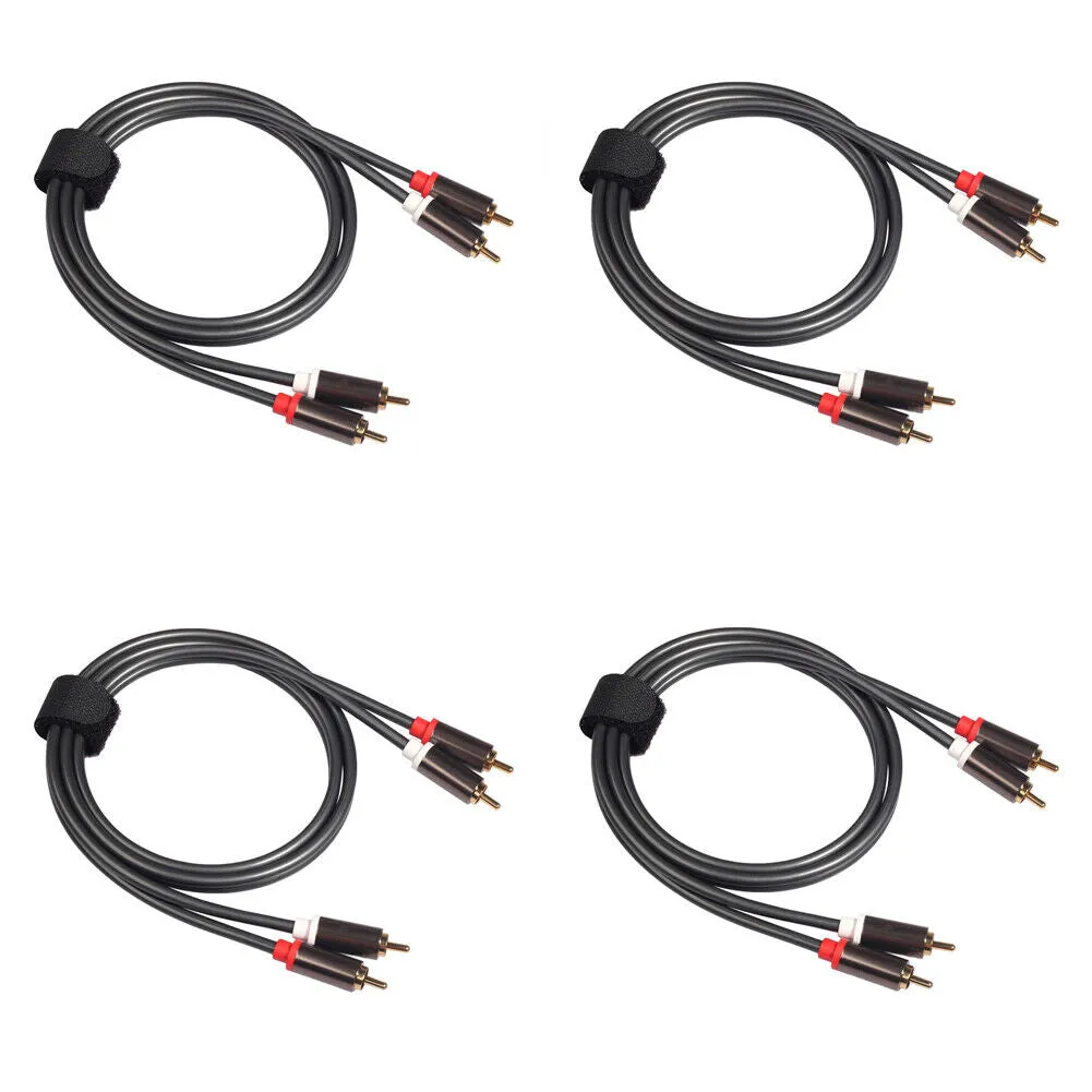 U 2-4 Plated 2-RCA to 2-RCA Male L/R Stereo Audio Coaxial Cable Cord Plug Patch