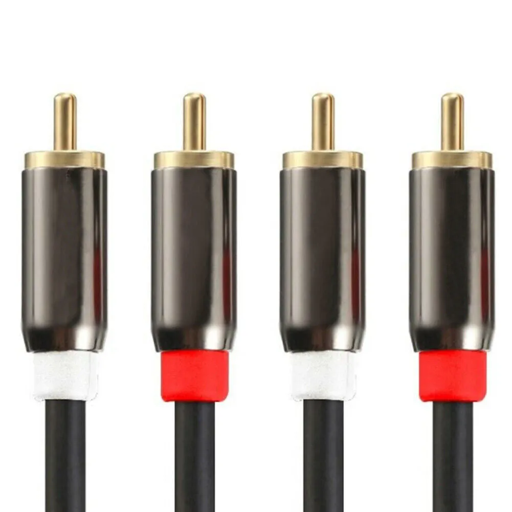 U 2-4 Plated 2-RCA to 2-RCA Male L/R Stereo Audio Coaxial Cable Cord Plug Patch