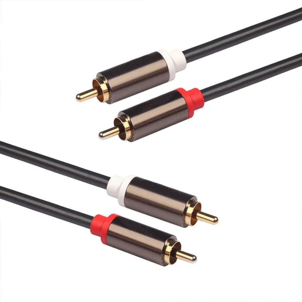 U 2-4 Plated 2-RCA to 2-RCA Male L/R Stereo Audio Coaxial Cable Cord Plug Patch