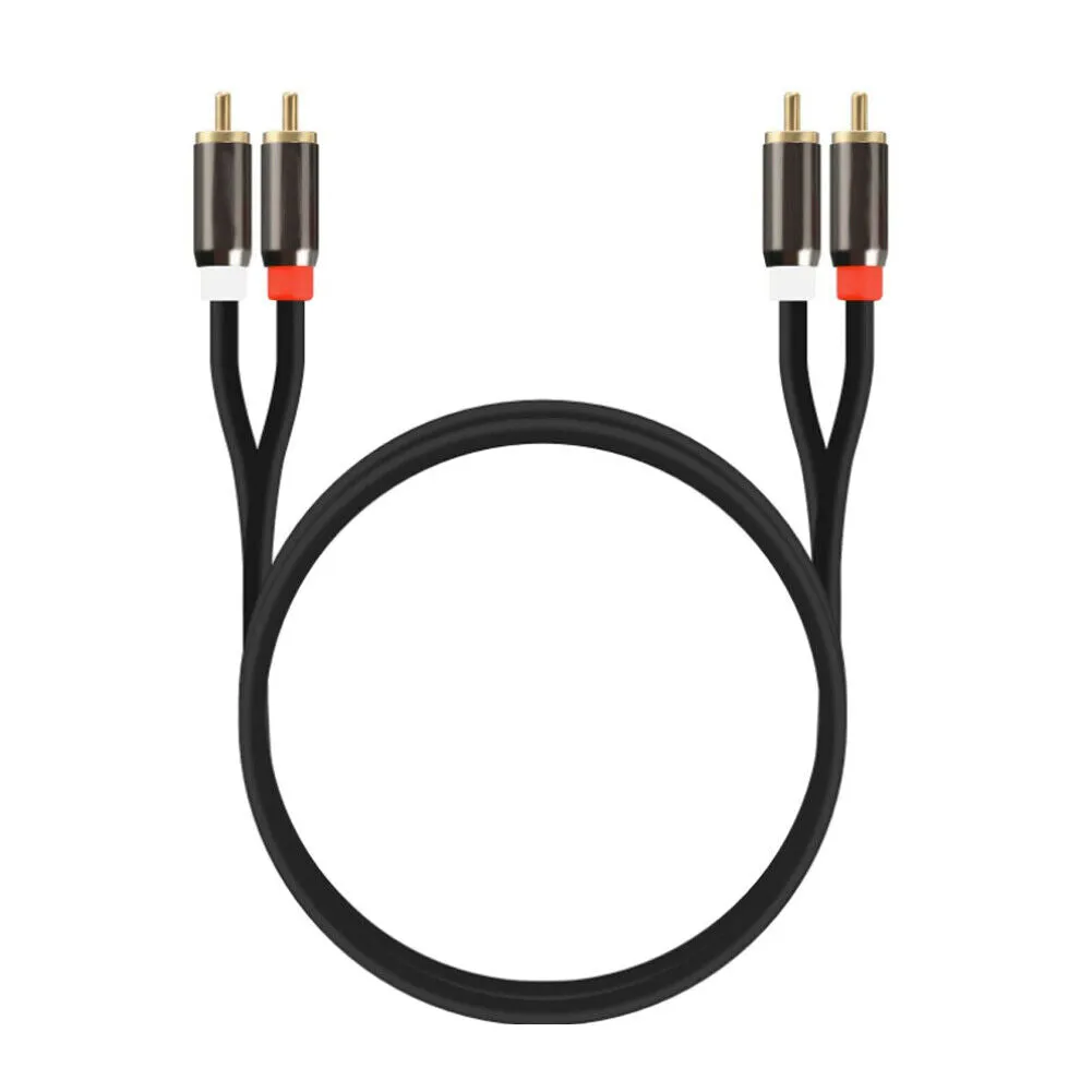 U 2-4 Plated 2-RCA to 2-RCA Male L/R Stereo Audio Coaxial Cable Cord Plug Patch