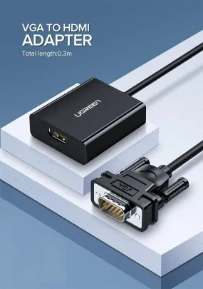 UGreen 60814 VGA to HDMI Converter with Audio and Power Supply Black