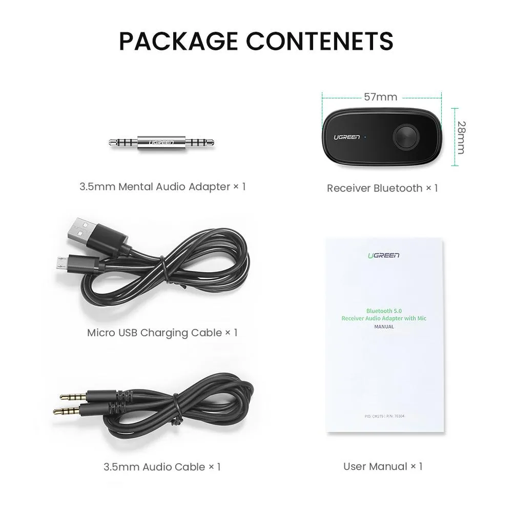 UGREEN Bluetooth 5.1 Aux Car Adapter