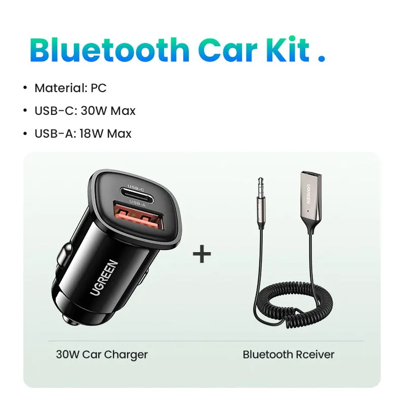 UGREEN Bluetooth Aux Adapter Wireless Car Bluetooth Receiver USB to 3.5mm Jack Audio Music Mic Handsfree Adapter for Car Speaker