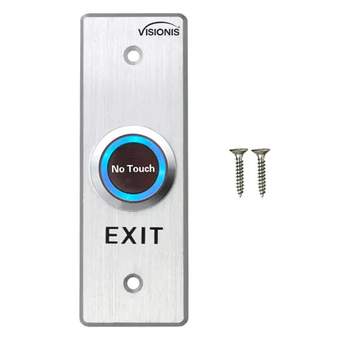 Visionis 4 Pack FPC-7562 VIS-7028 Indoor Stainless Steel No Touch Infrared Request To Exit Button With Time Delay Slim Size LED Light NC COM And NO Outputs